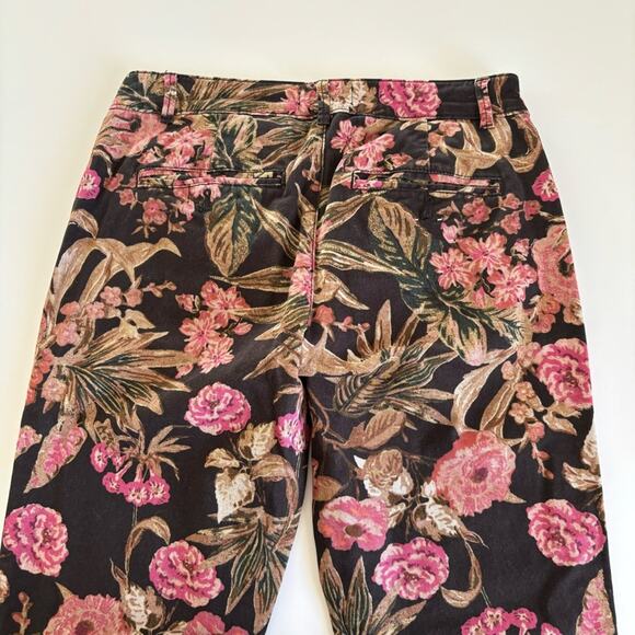 Chino x Anthropologie Relaxed Floral Printed Side Stripe Chino Ankle Pants 26 - Picture 9 of 12